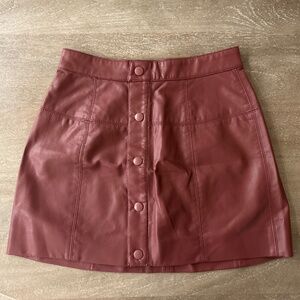 Free People Maroon Faux Leather Skirt